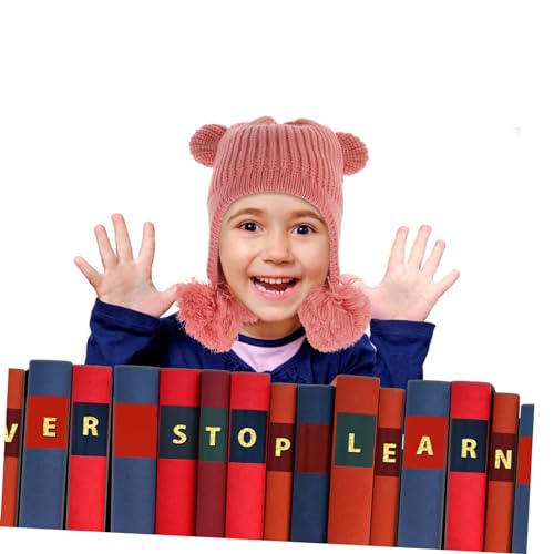 Bear Ears Winter Hat for Boys and Girls - Warm Knitted Beanie with Furry Balls - Windproof Ear Protection for Cold Weather Beige3