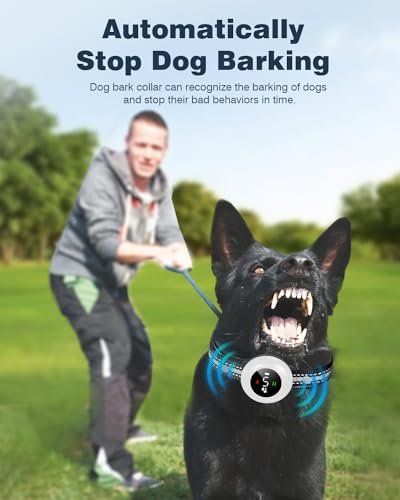 2-in-1 Dog Shock Collar & Dog Bark Collar - Smart Anti Barking Dog Training Collar with 5 Adjustable Sensitivity & 3300FT Remote for All Breeds IP67 Waterproof Rechargeable E-Collar (White) - Thumbnail 3
