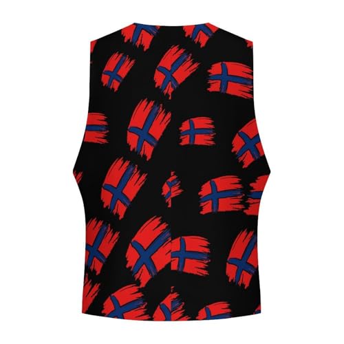 Norway Flag Novelty Men's Suit Vest Funny Formal Dress Vests Business Waistcoat4
