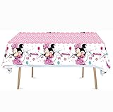 AWANYA 2pc Cartoon Tablecloth Cute Cartoon Table Cover Disposable Plastic Birthday Party Decoration Cartoon Theme Party Tablecloth Pink,