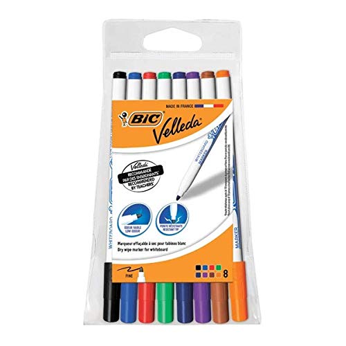 Finchley Bic Velleda 1721 Drywipe Marker Fine Assorted (Pack of 8) 1199005728 Pen Free