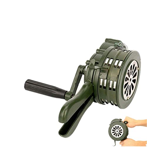 Hand Crank Siren Horn Manual Operated Metal Alarm Handheld Air Raid Siren Portable Loud Manual Siren Emergency Safety (Green) #TOP26