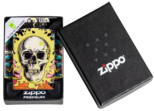 Image of Zippo Trippy Skull Design Glow in The Dark 540 Color Windproof Pocket Lighter, BIS Certified