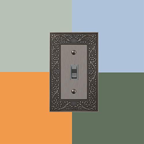 Image of Amerelle 43RAN English Garden Wallplate, 1 Rocker, Cast Metal, Antique Nickel, 1-Pack