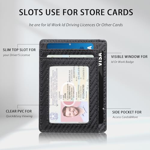 Ultra Thin Minimalist Wallet for Men and Women - RFID Blocking Card Holder with 8 Slots, Front Pocket Wallet, Slim Travel Essentials, Credit Card Protector(3.1x4.3in)3