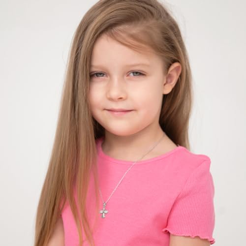 In Season Jewelry 925 Sterling Silver 16" Young Girl's Clear Cubic Zirconia Guardian Angel Necklace - CZ Angel Pendant Necklaces for Girls2