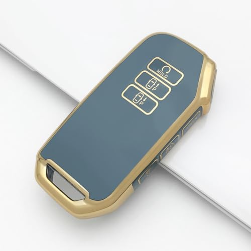 Funda de llave para Kia de TPU premium con borde dorado para mando de Sorento de 7 botones