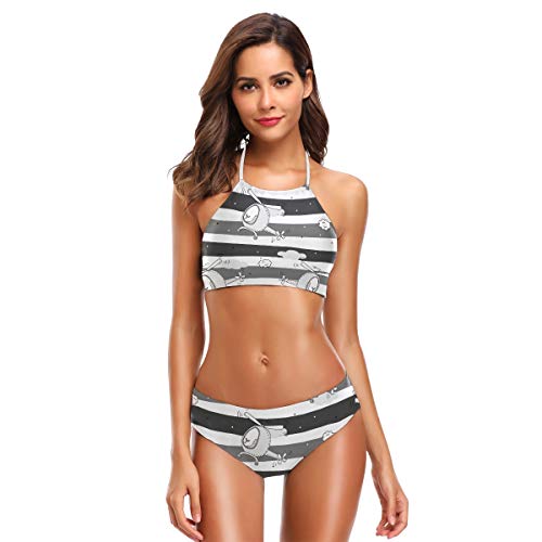 Preisvergleich Produktbild SUGARHE Damen BadebekleidungNiedliche Nahtlose Muster Hubschrauber Karikaturhand,Mädchen Bikini Set Split(M)