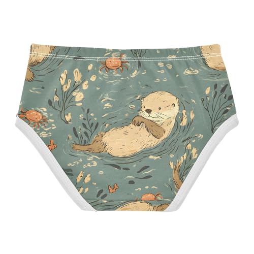 Toddler Girl Panties, Otters and Crab Girls' Cotton Brief Underwear, 2–8 Years2