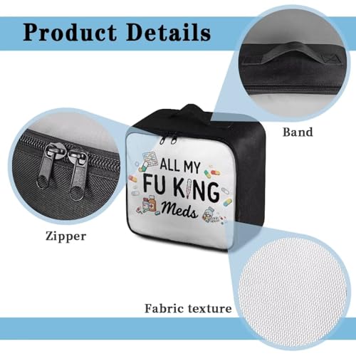 Image of Gomyblomy Customized First Aid Kit All My Fucking Meds Print Personalized Emergency Kits Add Your Image or Color Portable Medium Medical Supplies Storage Bags for Cars Home Travel