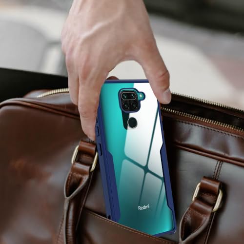 Image of A rtistque Clear Hard Transparent Acrylic Armor Back Cover Case for Redmi Note 9 4G | Shockproof TPU Edge Protection | Slim Protective Design | Redmi Note 9 Back Cover - Blue