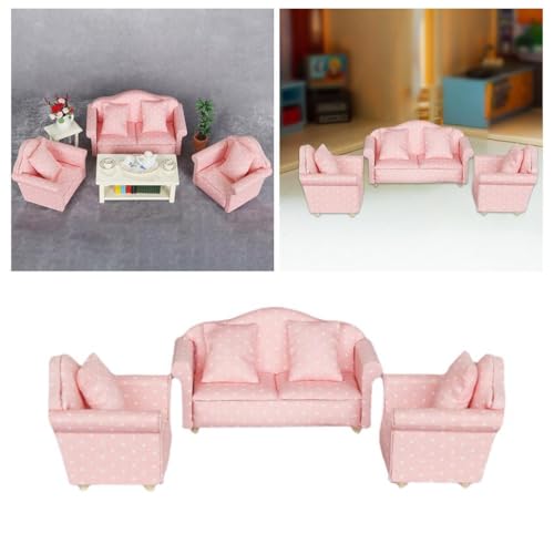 Sofá de casa de muñecas resistente para renovar salones en miniatura 4