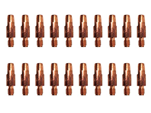 ELCAN 20 Puntas de contacto de cobre M6x28x8mm para antorcha 25ak de 0.8/1.0/1.2. Consumibles y accesorios pistola soldar. Boquillas para torcha soldadura hilo mig mag de 0,8mm