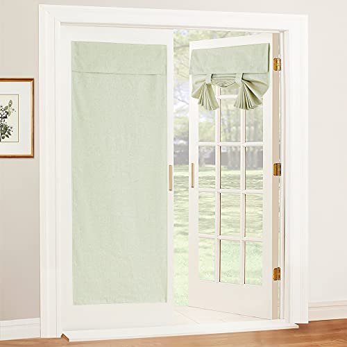 RYB HOME 100% Blackout Patio Door Large Glass Window Curtains, Linen Textured Blend Insulating Privacy Tie Up Shades Living Room French Door Blinds, W 26 x L 80 inches, Sage Green, 1 Pc