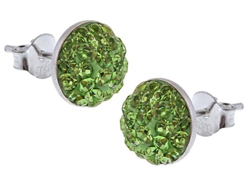 Coppia di discreto 8 mm in argento Sterling verde