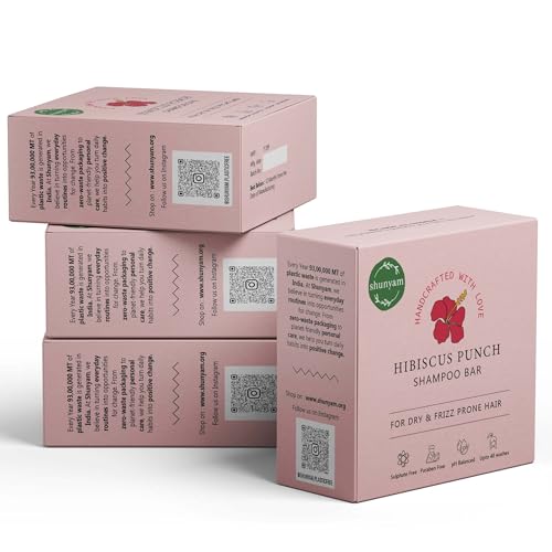 Image of Shunyam All Natural Shampoo Bar for Dry and Frizzy Hair Sulphate Free, Natural, Eco Friendly, Sustainable, Plastic Free Hibiscus Punch, 70 gm