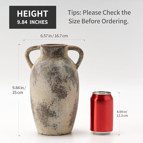 Ceramicvase984inchterracottavasewithhandlesbohodecordecorativevaserusticvaseforhomedecorfarmhouselivingroomtablegray Urban Country Home Decor Ceramic vase 984 inch terracotta vase with handles boho decor decorative vase rustic vase for home decor farmhouse living room table gray urban country home decor