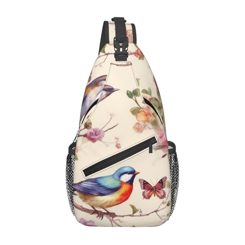 Bolso Crossbody con diseño de pájaros y mariposas miniatura 1