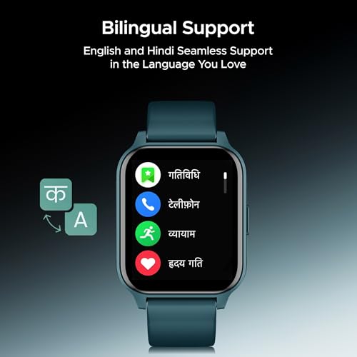 Image of Boat Wave Call 2 Plus Smart Watch w /Bilingual Support (Hindi /English), 1.96 inch(4.97 cm) HD Display, BT Calling, 100+Sports Modes, Animated Watch Faces, Voice Assistant(Teal Blue)
