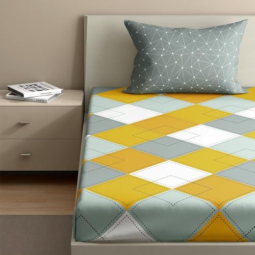 Image of Wakefit 200 TC Flat 100% Cotton Printed Bedsheet, Mario Single Size (90x60 inches) / (2.29m*1.52m) with 1 Pillow Cover Mario, Single