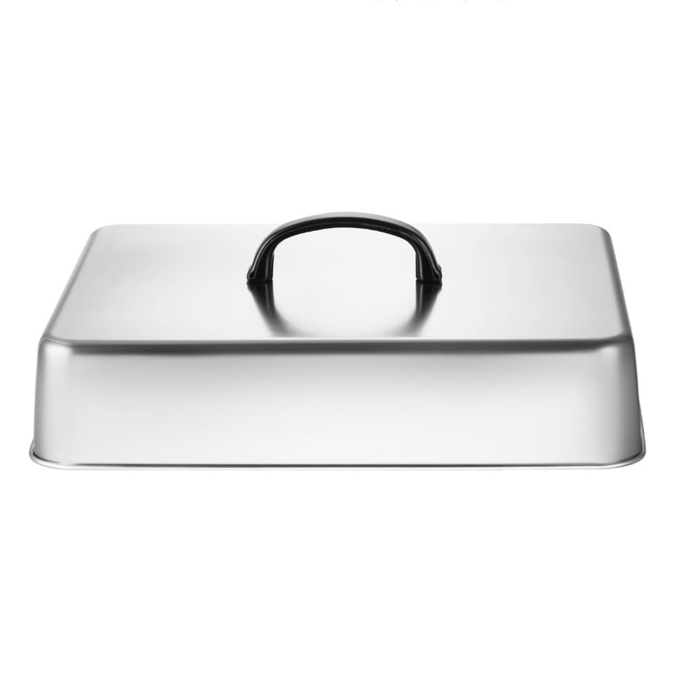 Rectangular Basting Cover, Stainless Steel Frying Pan Covers, BQ Cheese Melting Dome Burger Basting Lid for Griddle Grill(Silver)