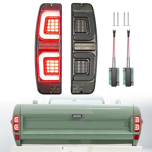 ATLEDLT LED Tail Lights Compatible with 1967-1972 F100 F250 F350, 1967-1977 Bronco 1967-1974 Econoline E100 E200 E300 Vans | Brake Turn Signal Reverse Running Lights, 2PCS Smoke Lens