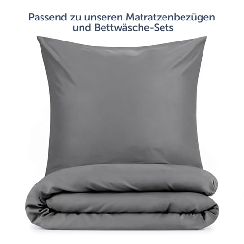 Blumtal Kissenbezug Seitenschläfer - 40 x 145cm, 2 Stück - Oeko-TEX zert. Seitenschläfer Kissenbezüge mit umgeschlagenem Rand extra weich & waschmaschinenfest - Kopfkissen - Bezug Kissen Grau