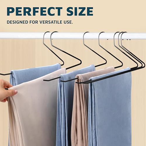Lifemaster Metal Pants Hanger Set - 50 Pieces Elegant Non-Slip Closet Space Saving Hanger Set for Pants, Trouser, Blankets, and Jeans with Rubber Coating and Open Ended Sleek Design - Black by Lifemaster - Image 3