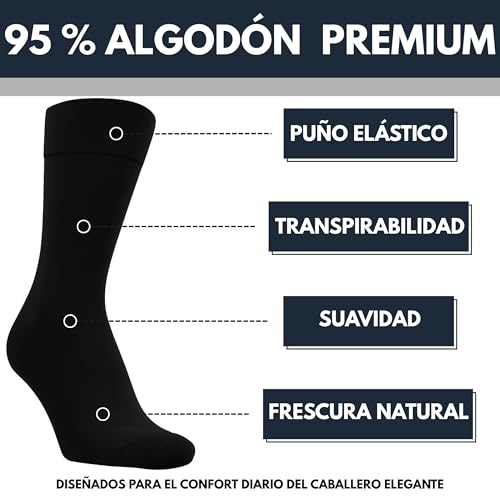 PS PROUTHS Lot de 12 paires de chaussettes pour homme en coton 95 % fines et hautes jusqu'aux boutons de manchette – Chaussettes de travail, respirantes et confortables – Chaussettes longues en coton – vue 2