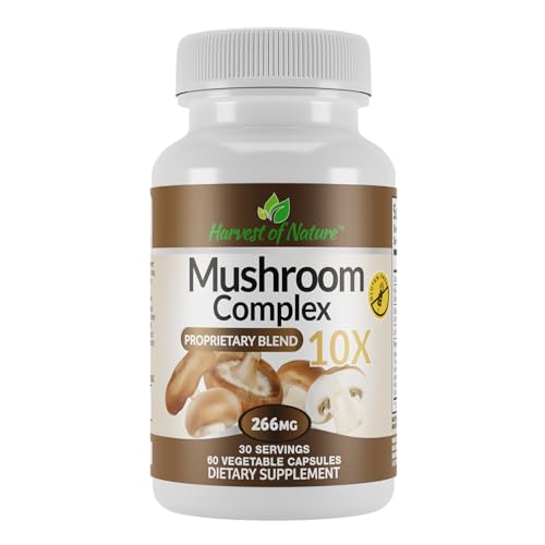 Harvest of Nature Mushroom Supplement – Lion’s Mane, Reishi, Shiitake & Cordyceps Capsules –