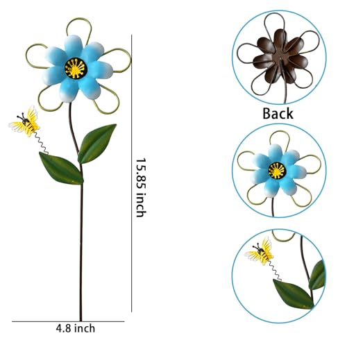 Image of Metal Flowers for Outside, 4-Pack Decorative Garden Stakes