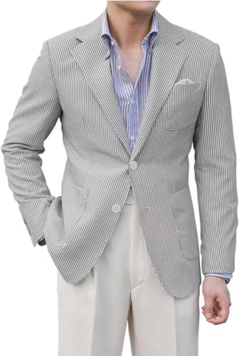 Leisure Men Seersucker Sports Coat Lightweight Summer Jacket Mens Seersucker Blazer Mens Beach Outfit