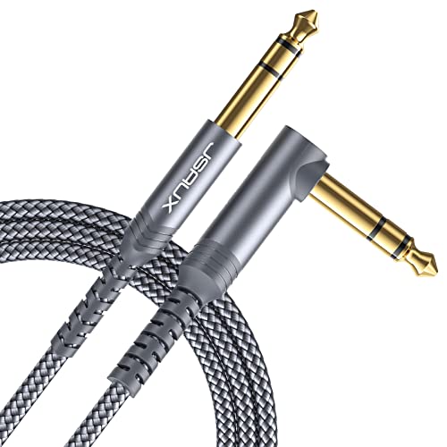 JSAUX Professional Guitar Cable 3M (10ft), 1/4" 6.35mm to 6.35mm TRS Stereo Audio Guitar Lead Nylon Braided Jack Instrument Cable for Electric Guitar, Bass, Amp, Keyboard, Mondolin-Grey