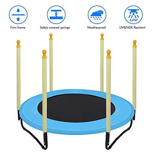 60" Kids Trampoline with Safety Enclosure Net, 5FT Toddler Indoor & Outdoor Trampoline /w Basketball Hoop - Parent-Child Interactive Game Fitness Trampoline Toy Gift for Boys and Girls Age 1-8