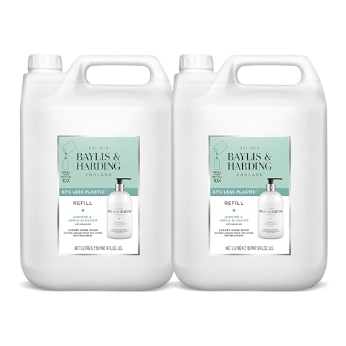 Baylis & Harding Jasmine & Apple Blossom Anti-Bacterial Hand Wash 5 Litre Refill (Pack of 2 - Total 10 Litres) - Vegan Friendly