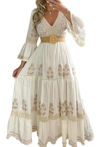 Women's Elegant Spring and Summer mesh Patchwork Round Neck Casual