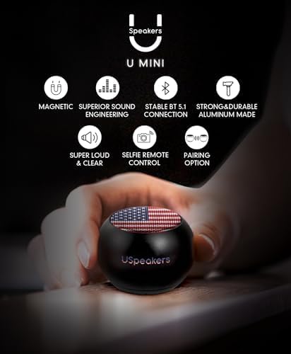 Fashionit U Mini - Small Bluetooth Speaker Wireless - Mic & Remote Shutter, Portable Bluetooth Speakers, Rich Sound for Home & Outdoor, Stocking Stuffers, White Elephant Gifts for Adults - Black (USA) - Image 2