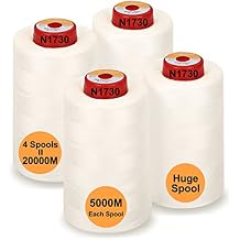 New brothread - 30 Options - 4 Large Cones of 5500Y 5000M Each All Purpose Spun Polyester Thread 40S/2 Tex27 for Serger, Overlock, Quilting, Piecing and Sewing - Natural