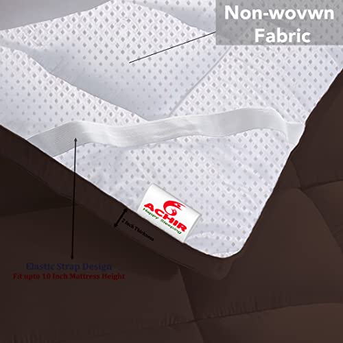 Image of ACHIR 500 GSM Super Soft Polycotton Microfiber Mattress Topper /Padding for Soft and Comfortable Sleep-Brown, (Small Size, 36 inchX72 inchInch, 3Ft X 6Ft)