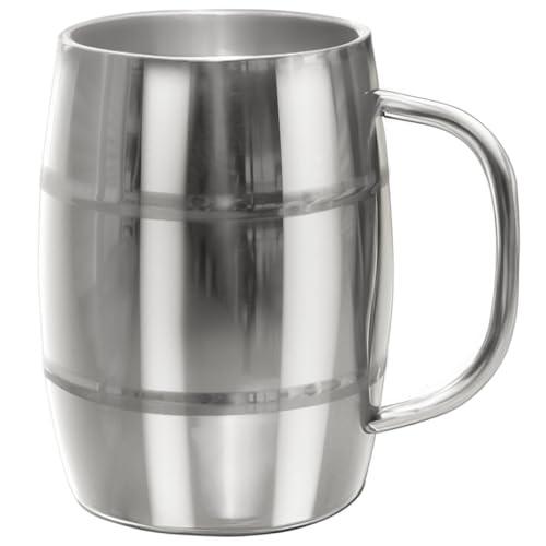 Beer Mugs - Viking Cup for Beer Enthusiasts - 34 oz Stainless Steel Mug with Handle - Unique Barrel Stein for Men - Ideal Coffee Tumbler, Coffee Cup, Tankard, Barrel Mug by Quickshot