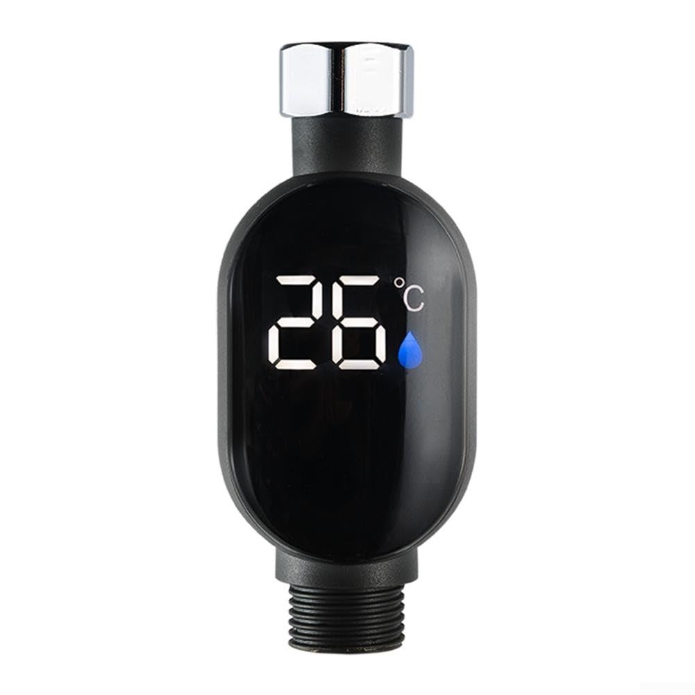 Termometro digitale da doccia con display della temperatura per rubinetto del bagno, impermeabile in acciaio inossidabile 304, gamma 0-99 °C, indicatore LED codificato a colori, 106 x 45 mm