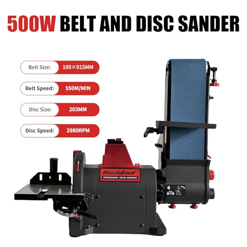 BUCKTOOL Professional Bench Belt Sander for Metal 4 in. x 36 in. Belt and 8 in. Disc Sander with 1HP Direct-Drive Motor, BD4802 thumbnail 2