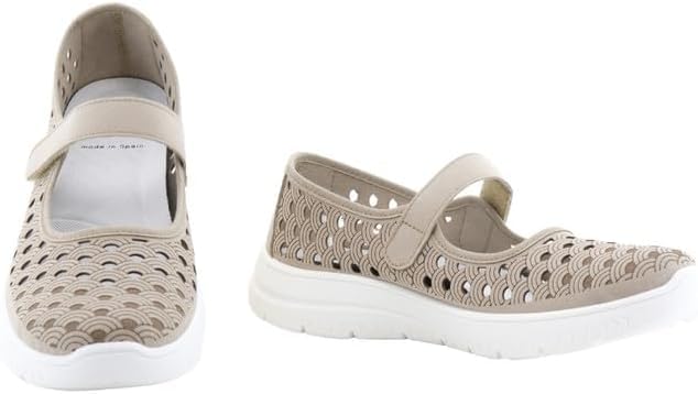 Calzado Flossy Calado para Mujer con Plantilla Memory Foam Extraible,Suela Blanca, Cierre Ajustable.Fabricado en España.