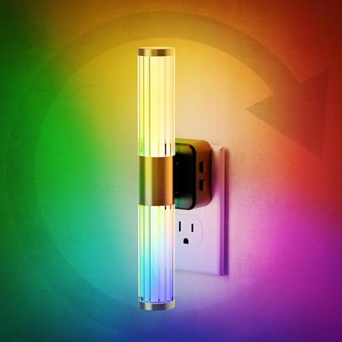 Image of JandCase Night Light, Night Lights Plug into Wall, Color Changing Nightlight RGB with Dusk to Dawn Sensor, Vanity Light Bar for Hallway, Bathroom, Rooms