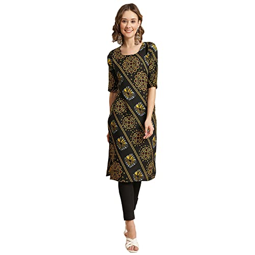 Image of Pinkmint Women's Crepe Digital Printed Straight Kurta