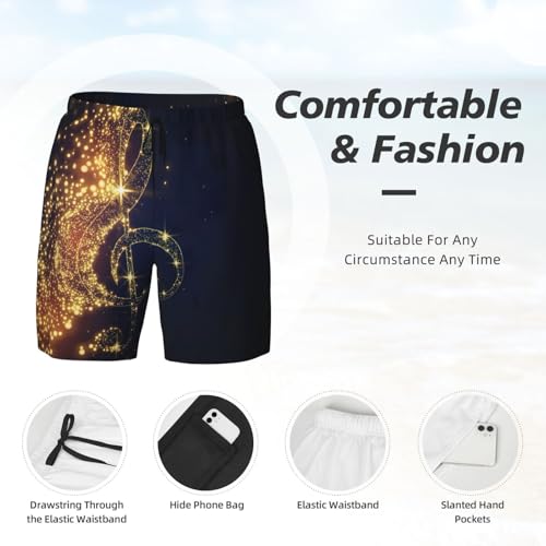 Short de plage à double couche EdWal avec étoiles brillantes et note dorée - 5