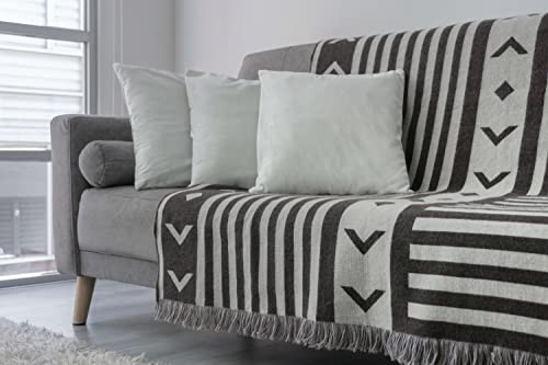 Boho Farmhouse Woven Throw Blanket | Modern Aztec Western Decorative Style | Use For Couch, Sofa, Outdoors, Indoors, Bedroom | Striped, Aesthetic & Reversible | Spring Blanket (Pachamama Brown) #TOP2