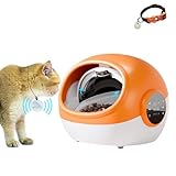 Automatic Cat Feeder with Collar Sensor, RFID Tag for Multi-Pet Identification, Microchip Pet Feeder & Customizable Feeding Schedule for Prescription & Wet Food