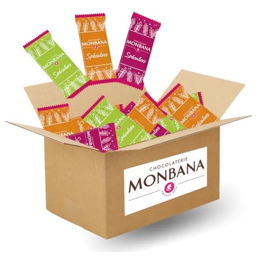 MONBANA | 75 Mini-Spéculoos | Biscuits de 6g emballés individuellement à offrir à vos invités ou à déguster en toute intimité autour d'un café ou une boisson gourmande