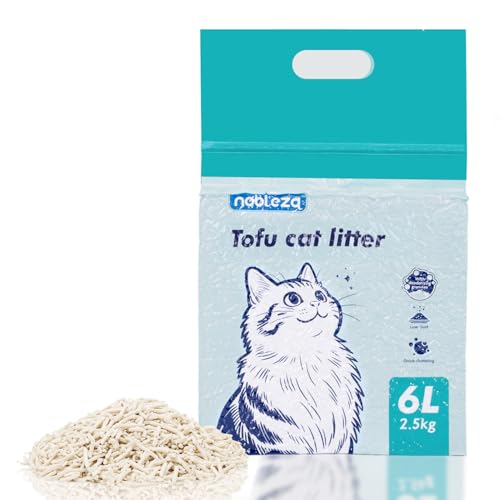 Nobleza Tofu Katzenstreu 2,5 kg (6 L) &ndash; Schnell klumpend, staubfrei, Starke Geruchskontrolle, biologisch abbaubar & in der Toilette sp&uuml;lbar